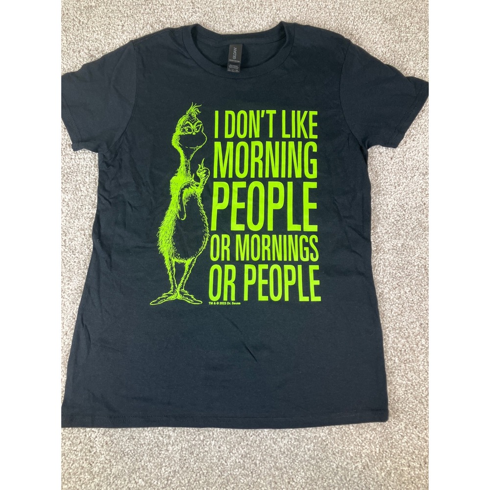 The‎ Grinch I Dont Like Morning People T Shirt Black Neon Green Dr Seuss Small